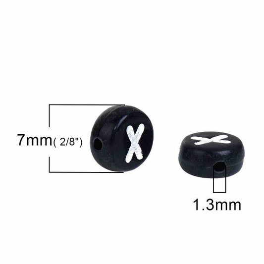 Acrylic Spacer Beads Alphabet, Black, 7mm Mix, 260pcs