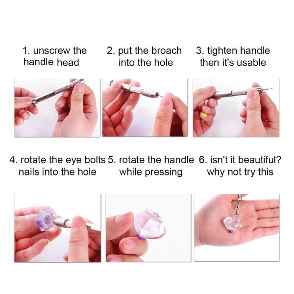 Resin Jewellery Tools Hand Drill With Bit 91mm x14mm(3 5/8" x 4/8") 34mm x1mm, 1 Set