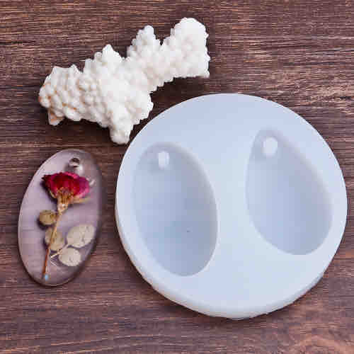 Resin Jewellery Mould, Oval Drop, 8.7cm, 1 pc