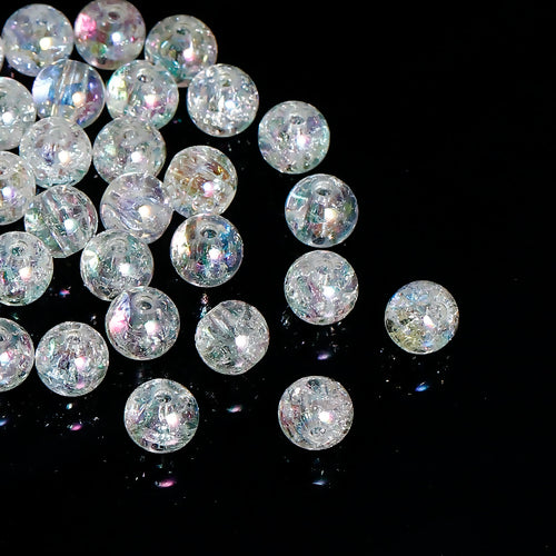 Acrylic Beads Round Clear Ab Crackle, 8mm, 200pcs