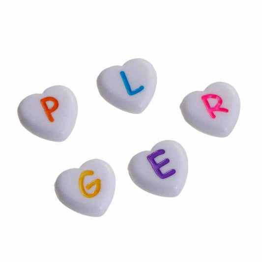 Acrylic Mixed Alphabet/Letter "A-Z" Heart Beads, 11 x 11mm, 100 pcs
