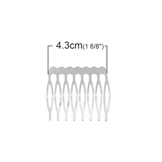 Hair Comb, Antique Silver, 43 x 39mm, 20pcs