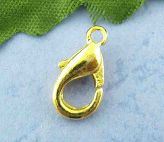 Gold Plated Lobster Clasp 14 x7mm, 50 pcs