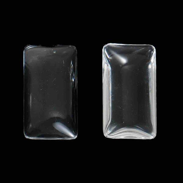 Cabochon, glass, clear, 38x19mm Tile dome, rectangle. 10pcs - rounded style