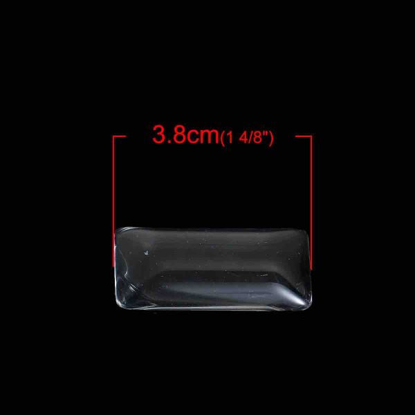 Cabochon, glass, clear, 38x19mm Tile dome, rectangle. 10pcs - rounded style