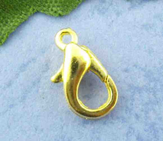 Gold Plated Lobster Clasp 12x6mm, 100 pcs