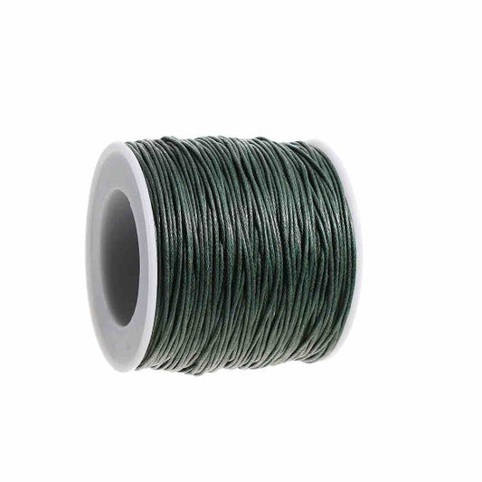 Waxed Cotton Cord, Dark Green 1mm, approx 100 yards