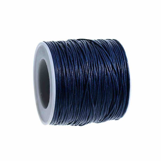 Waxed Cotton Cord, Dark blue, 1mm, approx 100 yards