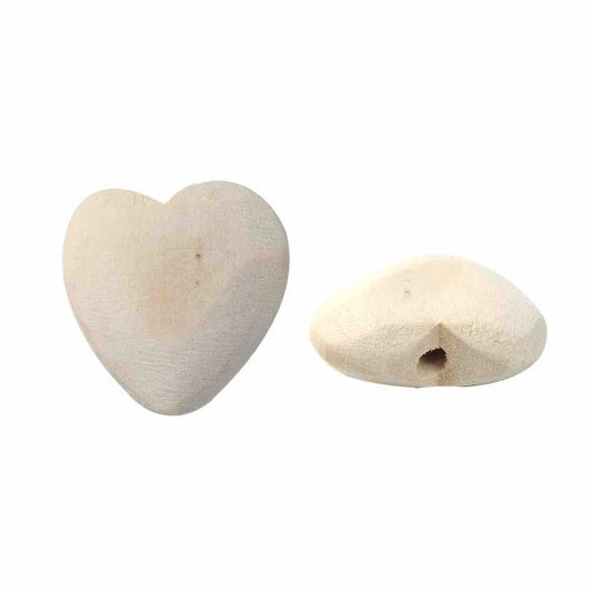 Wooden Beads, Heart 27 x 26mm. 5pcs Hinoki
