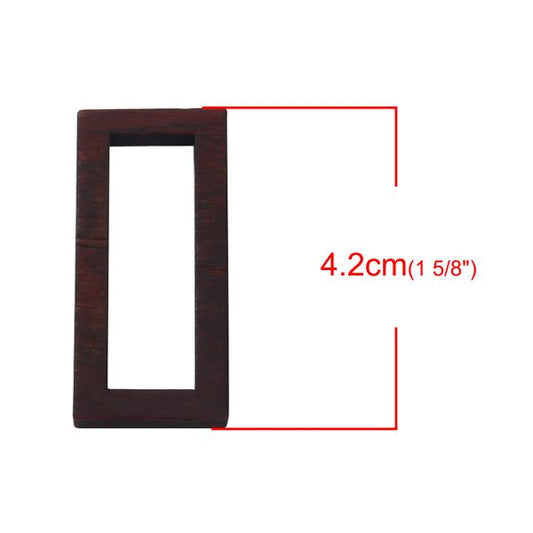 Open Back Sandalwood Pendant, Rectangle Design, 42x19mm, 1pc - For UV Resin