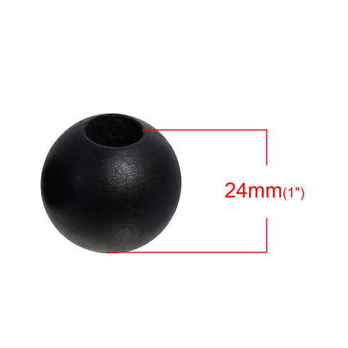 Wooden Beads Round, 24mm, Black, 20pcs  Hinoki