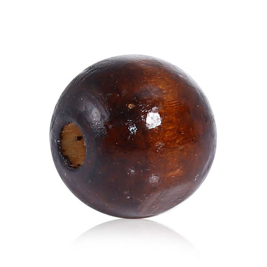 Wooden Beads Round, 20mm, Coffee Brown, 100pcs