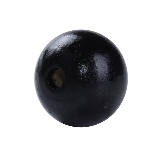 Wooden Beads Round, 20mm, Black, 30pcs - Hinoki Wood