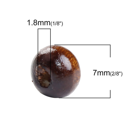 Wooden Beads Round, 07mm, Dark Brown  3000pcs