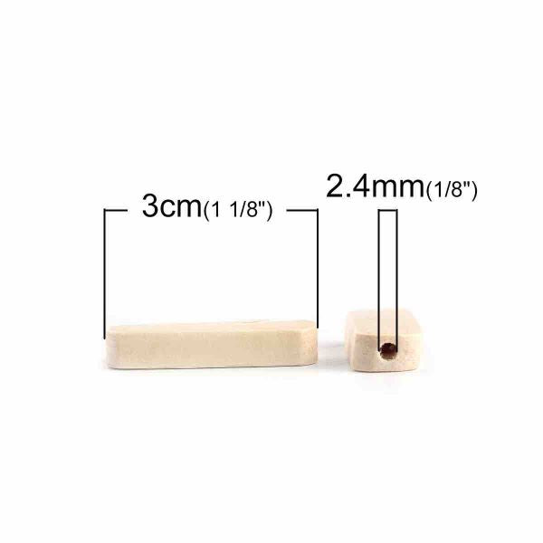 Wooden Beads Rectangle, 30mm x 9mm, 50pcs