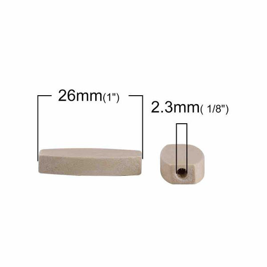 Wooden Beads Rectangle, 26m x 11mm, 50pcs