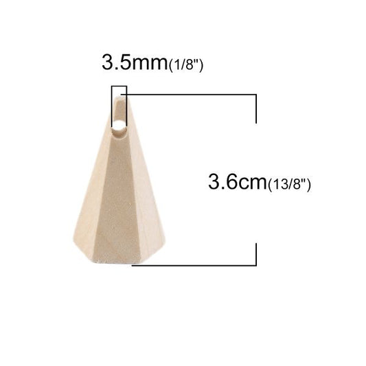 Wooden Beads, Cone 36 x 22mm, 5 pcs
