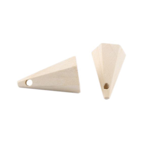 Wooden Beads, Cone 36 x 22mm, 5 pcs