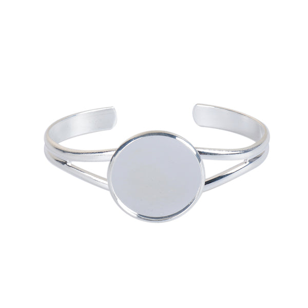 Silver Plate, Bracelet Cuff, 17cm long, fits 25mm, 1pc