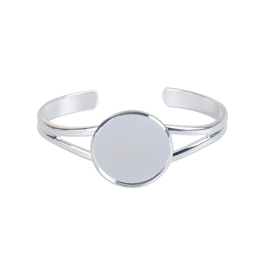 Silver Plate, Bracelet Cuff, 17cm long, fits 25mm, 1pc