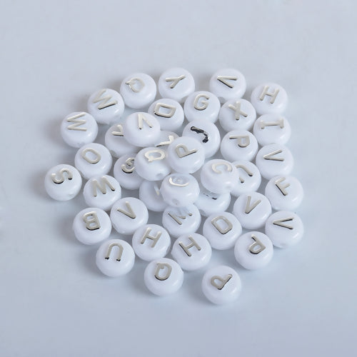 Acrylic Spacer Beads Round, Alphabet, 10mm Random Mix, 200pcs