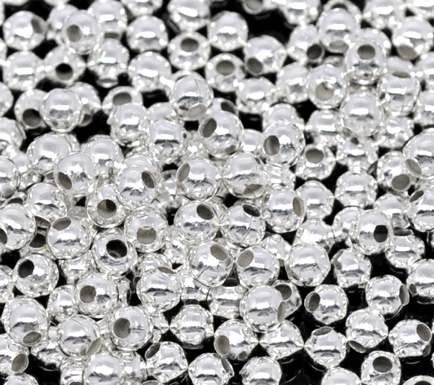 Silver Plated Metal Spacer Beads 3mm, 1,000pcs