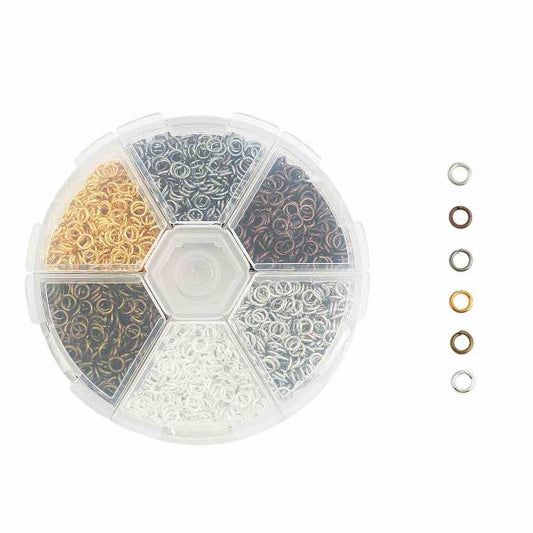 Jump Ring Kits, Mixed Opened 6mm, (1800pcs) comes with container