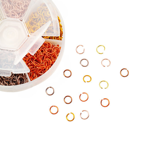 Jump Ring Kits, Aluminum, Mixed Opened 6mm, Desert(1080pcs)