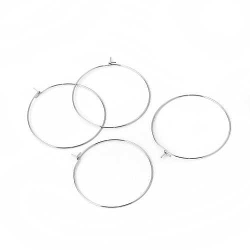 Stainless Steel Wine Glass Charm Rings, 43 x 40mm, 30 pcs