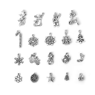 Antique Silver Christmas Charms Pendants Mixed, 19pcs