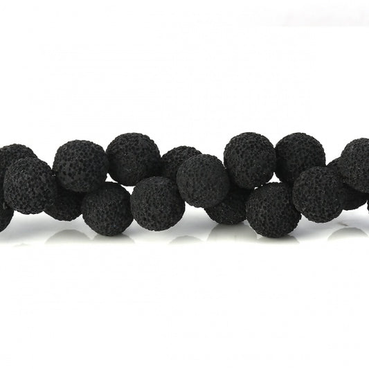 Polymer Clay Beads, Round Black, 10mm, 40 cm strand