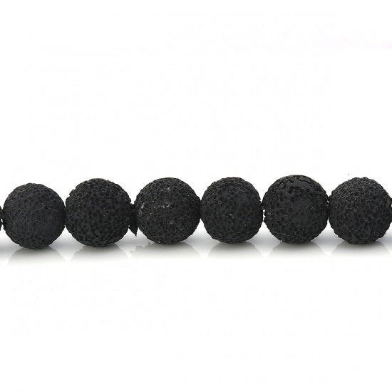Polymer Clay Beads, Round Black, 10mm, 40 cm strand