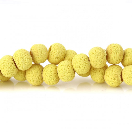 Polymer Clay Beads, Round Yellow, 10mm, 40cm strand