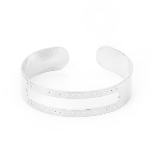 Silver Plated Beadable  Open Cuff, 16.5cm, 1pc