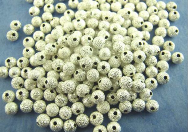 Silver Plate, Stardust Beads, Round, 3mm, 400pcs