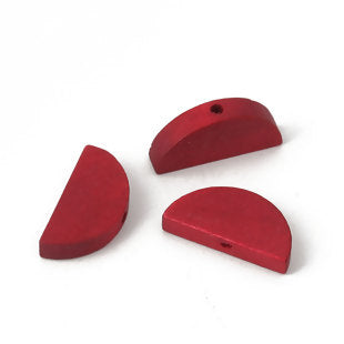 Wooden Beads, Round Half, Red, 20mm x 10mm, 30pcs