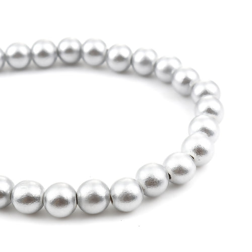 Wooden Beads Round, 11mm, Silver,  2 x 45 cm strands