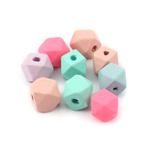 Wooden Beads, Polygon, Mixed, 10mm x 10mm, 30pcs