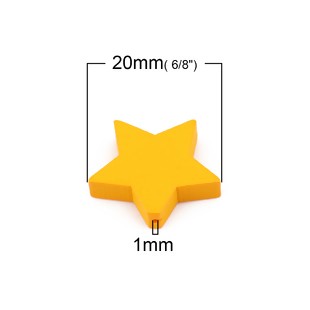 Wooden Beads, Star, Yellow, 20mm x 17mm, 30pcs