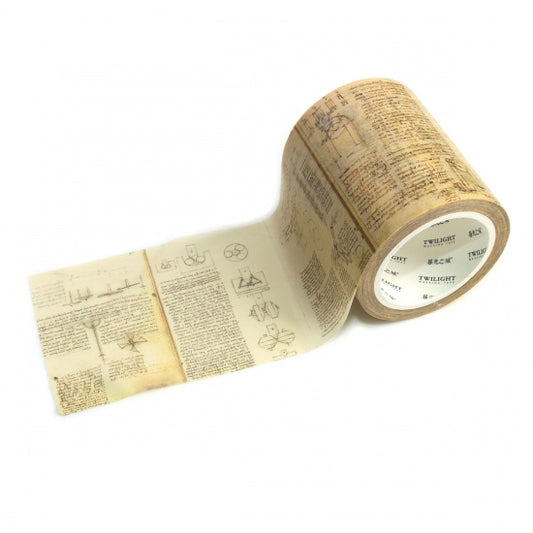 Washi Paper Tape Pale Yellow Messages, 5cm, approx 8 metres
