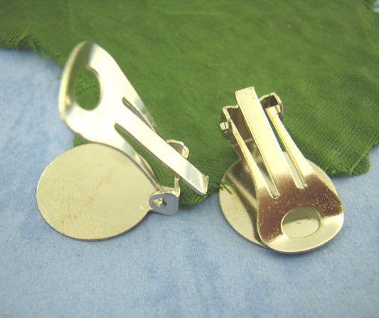 Antique Silver Earring Clip with Pad 15x20mm, 25 pairs
