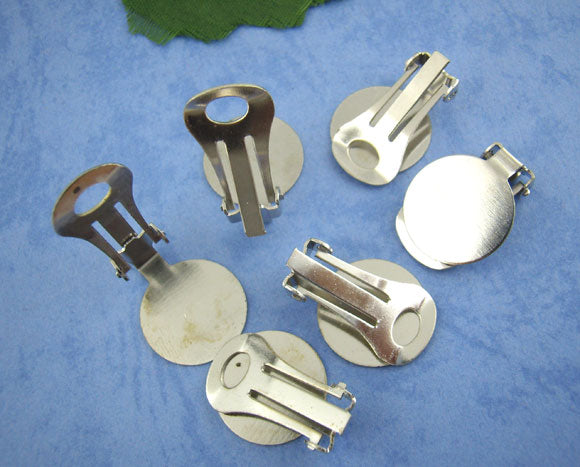 Antique Silver Earring Clip with Pad 15x20mm, 25 pairs