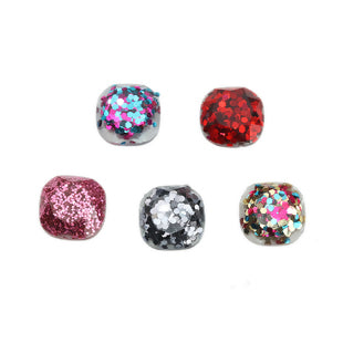 Resin Cabochon, Mixed Colours Sequins 13mm x  12mm, 10pcs