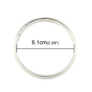 Antique Silver Round Open Back Bezel Pendants For Resin  6.1cm Dia., 2 PCs