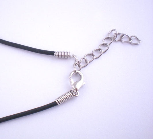 Rubber Tubing Solid 2mm, Necklaces Black with plated clasp. 17in, 20pcs
