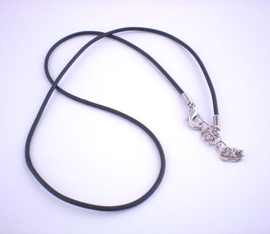 Rubber Tubing Solid 2mm, Necklaces Black with plated clasp. 17in, 20pcs