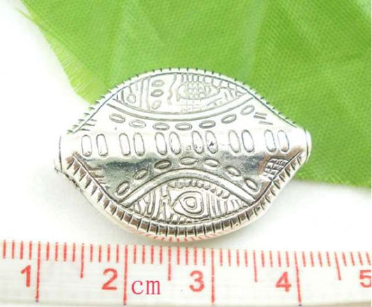 Antique Silver Carved Spacer Beads 22x31mm, 20pcs