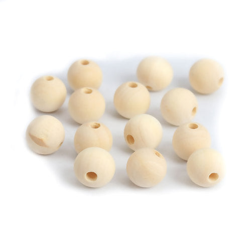 Wooden Beads Round, 14mm, 175pcs, hole 3.7mm, Hinoki