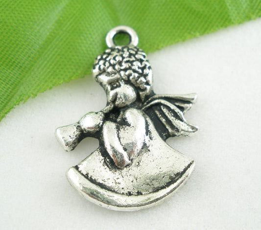 Antique Silver Angel Charm, 25x18mm, 10pcs
