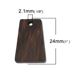 Wood Pendants Trapezoid Brown Hollow 2.4cm x 1.6cm, 10 PCs